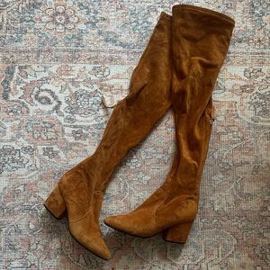 Suede Over-the-Knee Boots - Tan